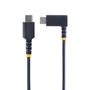 StarTech Cable USB-C R2CCR-15C-USB-CABLE Acodado PD 60W 3A 15cm Negro - Compatible USB 2.0, Carga Rápida y Sincronización para iPad Pro, Galaxy
