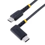 StarTech Cable USB-C R2CCR-15C-USB-CABLE Acodado PD 60W 3A 15cm Negro - Compatible USB 2.0, Carga Rápida y Sincronización para iPad Pro, Galaxy