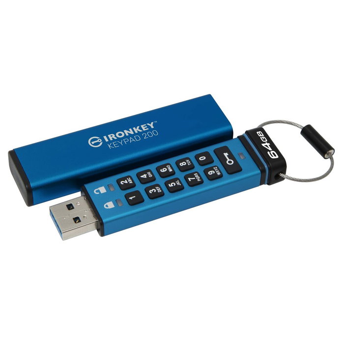 Kingston IronKey Keypad 200 64 GB USB 3.2 Gen 1 Azul