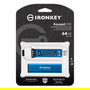 Kingston IronKey Keypad 200 USB 3.2 Gen 1 - Llavero USB seguro de 64 GB, FIPS 140-3, AES-256, IP68, Azul