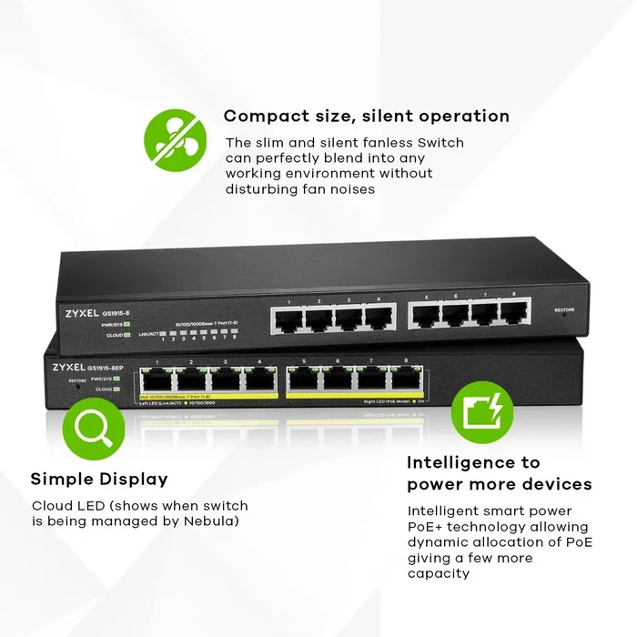 Zyxel GS1915-8 Smart Switch de 8 puertos Gigabit con NebulaFlex