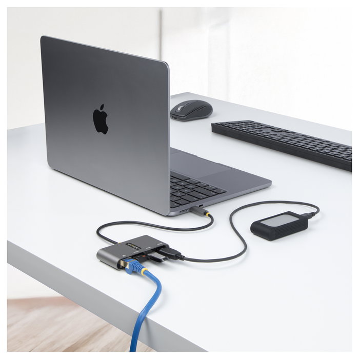 StarTech.com Hub USB-C con Ethernet Gigabit y 3 puertos USB-A Gris HB30C3A1GEA2