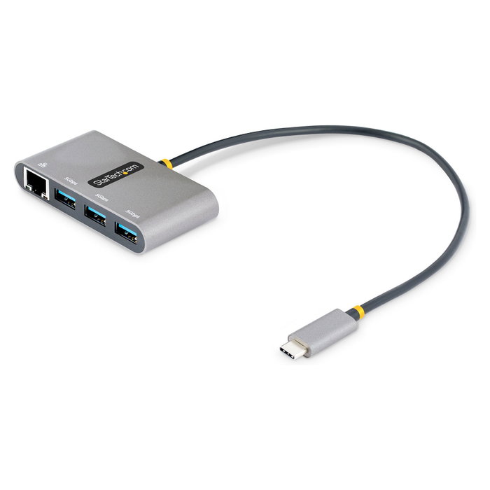 StarTech.com Hub USB-C con Ethernet Gigabit y 3 puertos USB-A Gris HB30C3A1GEA2