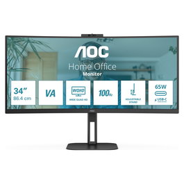 AOC CU34V5CW Monitor 34" Curvo WQHD (3440x1440) 1500R 100Hz 1ms VA AMD FreeSync Altavoces Cámara USB-C 65W KVM