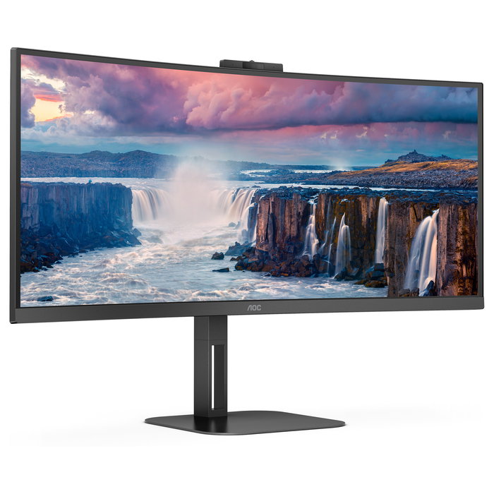 AOC CU34V5CW Monitor 34" Curvo WQHD (3440x1440) 1500R 100Hz 1ms VA AMD FreeSync Altavoces Cámara USB-C 65W KVM
