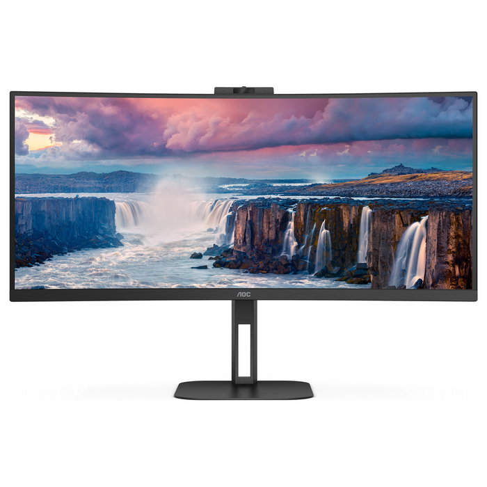 AOC CU34V5CW Monitor 34" Curvo WQHD (3440x1440) 1500R 100Hz 1ms VA AMD FreeSync Altavoces Cámara USB-C 65W KVM