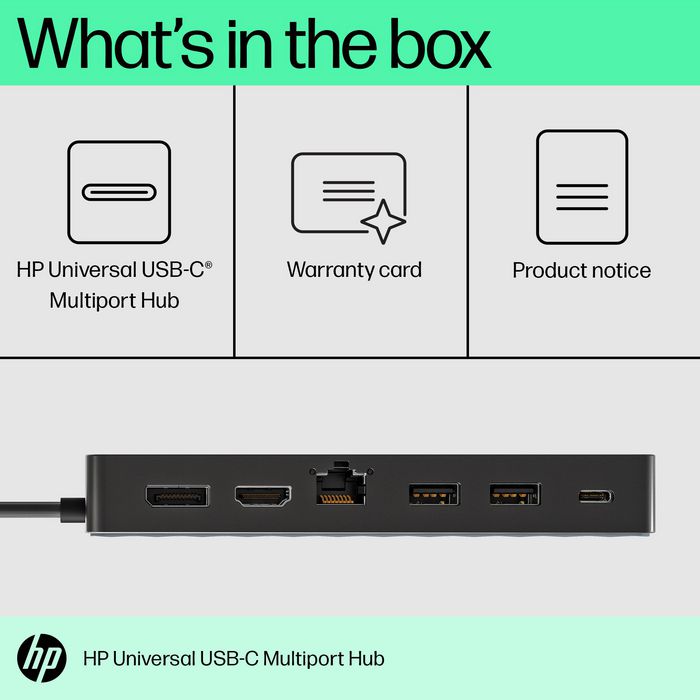 HP Universal USB-C Multiport Hub con 7 Puertos y Doble Pantalla 4K HDMI/DisplayPort para PCs Compatibles HP Universal USB-C Multiport Hub con 7 Puertos y Doble Pantalla 4K HDMI/DisplayPort para PCs Compatibles