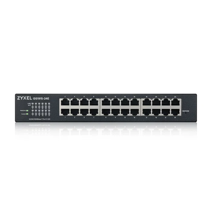 Zyxel GS1915-24E Switch gestionado L2 con 24 puertos Gigabit Ethernet 1U negro, montaje en rack y administración web, sin ventilador, NebulaFlex
