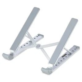 StarTech.com Soporte Elevador Ergonómico para Portátil LAPTOP-RISER-BAR - Plegable, Ajustable 9 Ángulos (15-84°), Aluminio, Hasta 10kg, 15.6", Plata