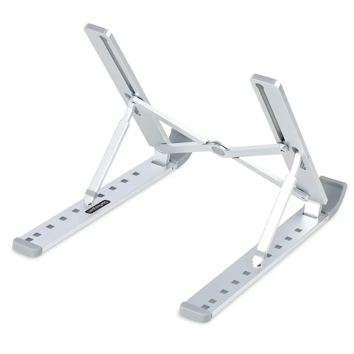 StarTech.com Soporte Elevador Ergonómico para Portátil LAPTOP-RISER-BAR - Plegable, Ajustable 9 Ángulos (15-84°), Aluminio, Hasta 10kg, 15.6", Plata