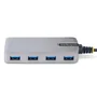 StarTech.com 5G4AB-USB-A-HUB Hub USB 3.2 Gen 1 de 4 Puertos Tipo-A Gris 5Gbps con Entrada Auxiliar Micro USB, Compacto, Plug & Play para PC, Mac