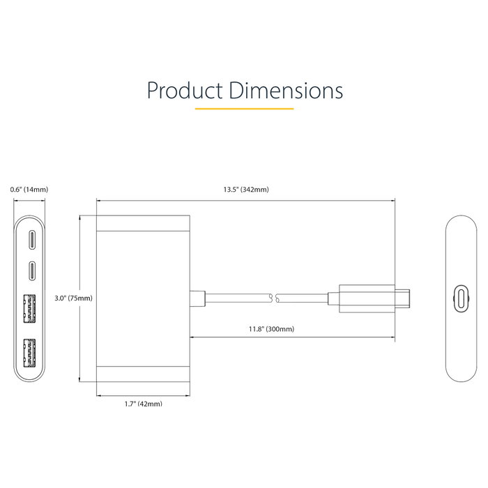 StarTech.com Hub USB-C de 4 Puertos con Power Delivery de 100W