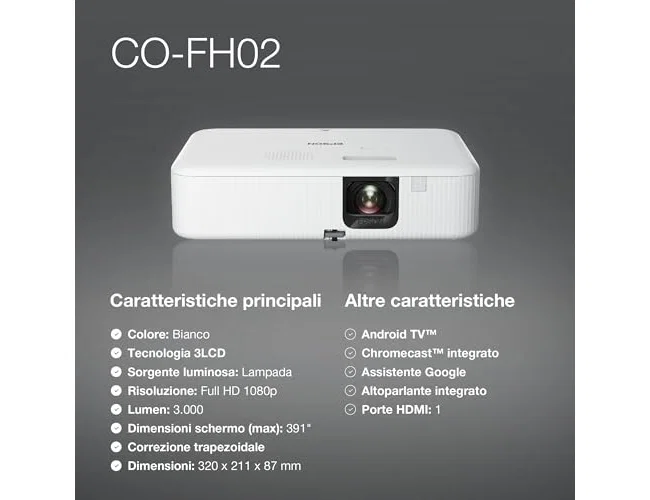 Epson CO-FH02 Proyector Full HD 1080p 3LCD 3000 Lúmenes Blanco