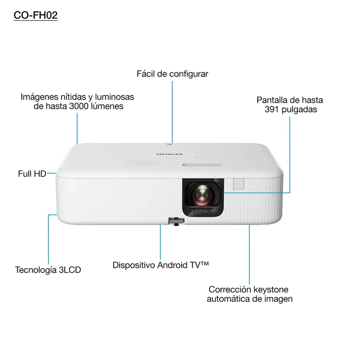 Epson CO-FH02 Proyector Full HD 1080p 3.000 Lúmenes Blanco
