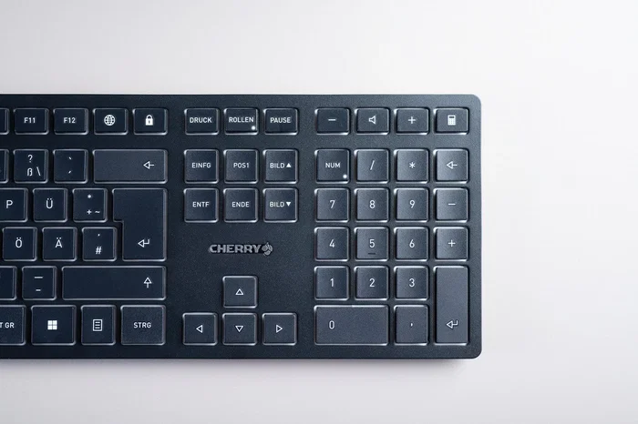 Cherry KW 9100 SLIM Teclado Inalámbrico RF + Bluetooth con Switch Cherry SX, Diseño Delgado, 108 Teclas QWERTY Español con Teclado Numérico, Negro