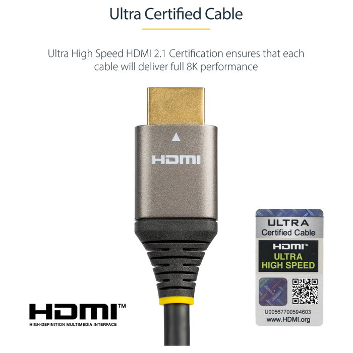 StarTech.com Cable HDMI 2.1 8K de 50cm, 48Gbps, Ultra High Speed