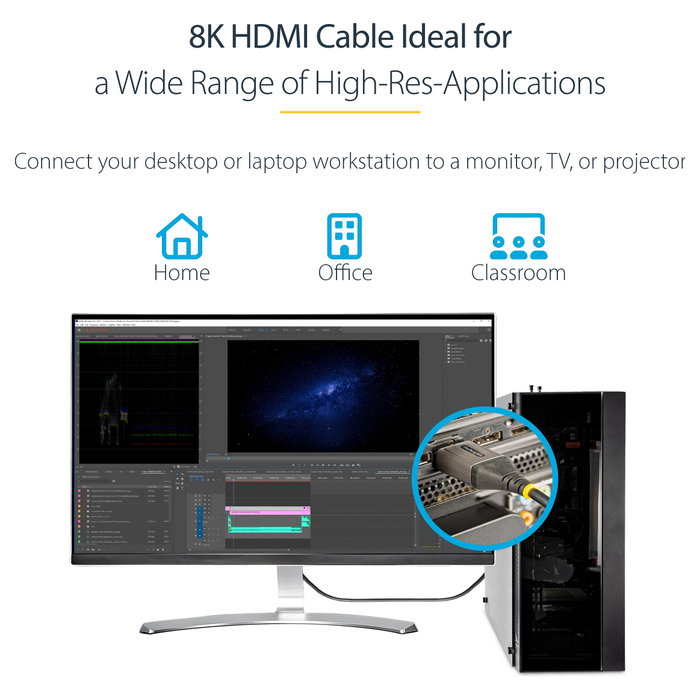 StarTech.com Cable HDMI 2.1 8K de 50cm, 48Gbps, Ultra High Speed
