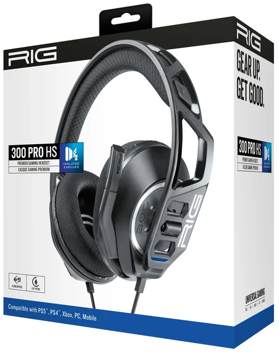 Nacon RIG 300 PRO HS Auriculares Gaming Diadema Alámbrico con Micrófono para PS5, PS4, Xbox, Nintendo Switch, PC (Windows) - Color Negro