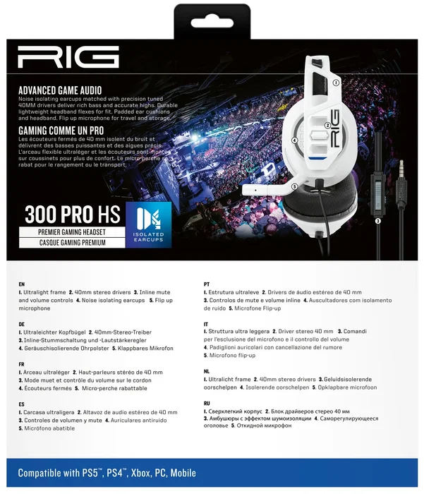 Nacon Auriculares Gaming RIG 300 PRO HS Alámbricos Diadema Circumaural con Micrófono Boom Blanco - Compatibles con PS5, PS4, Xbox, Nintendo Switch, PC Nacon Auriculares Gaming RIG 300 PRO HS Alámbricos Diadema Circumaural con Micrófono Boom Blanco - Compatibles con PS5, PS4, Xbox, Nintendo Switch, PC