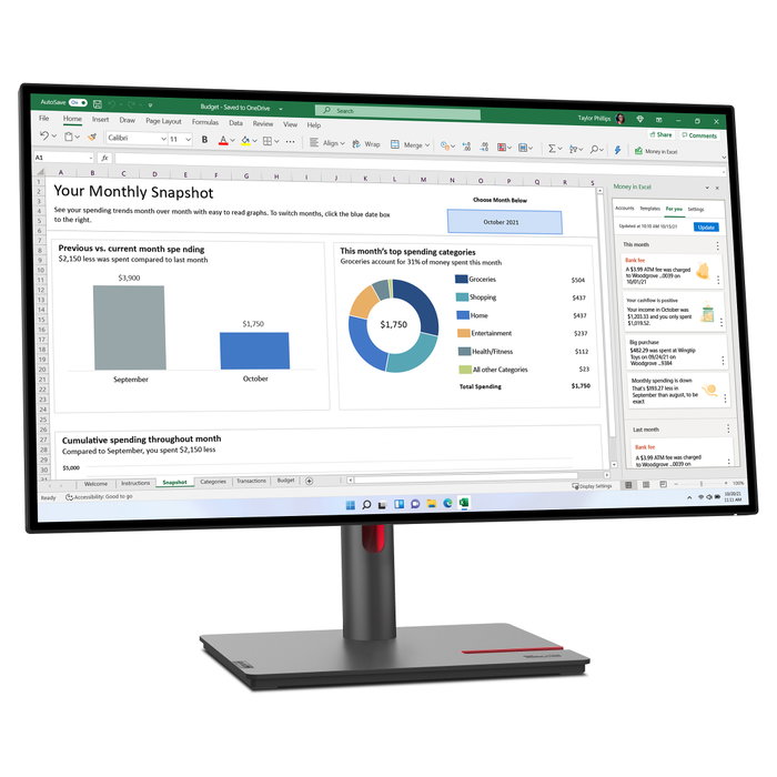 Lenovo ThinkVision P27h-30 Monitor 27" Quad HD 2560x1440 IPS 4ms USB-C HDR10 Negro