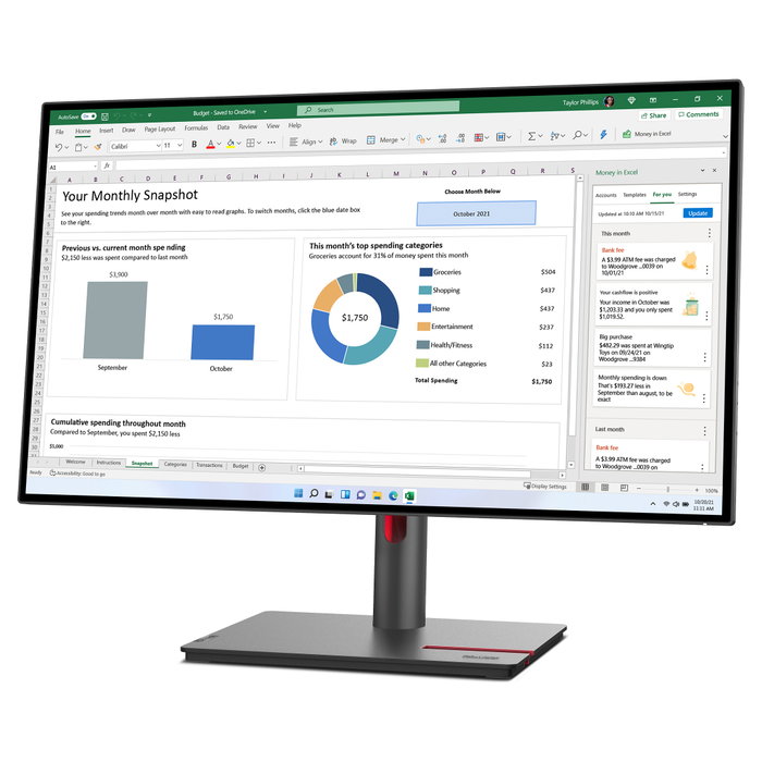 Lenovo ThinkVision P27h-30 Monitor 27" Quad HD 2560x1440 IPS 4ms USB-C HDR10 Negro