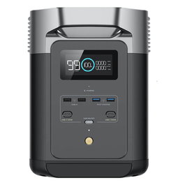 EcoFlow Delta 2 Power Station 1024Wh LiFePO4, 1800W AC, 2200W Peak, Carga Solar/AC/Coche, 6 Salidas, Bluetooth/WiFi, Negro - EU