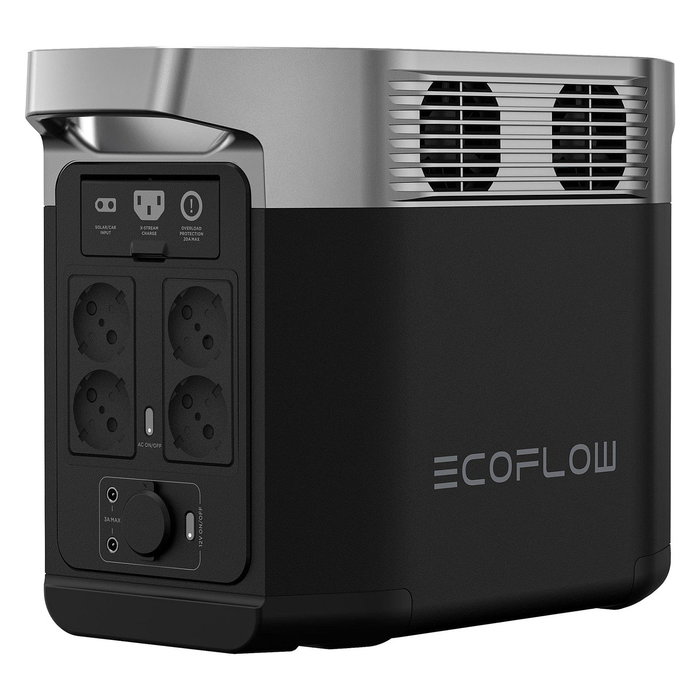 EcoFlow Delta 2 Power Station 1024Wh LiFePO4, 1800W AC, 2200W Peak, Carga Solar/AC/Coche, 6 Salidas, Bluetooth/WiFi, Negro - EU