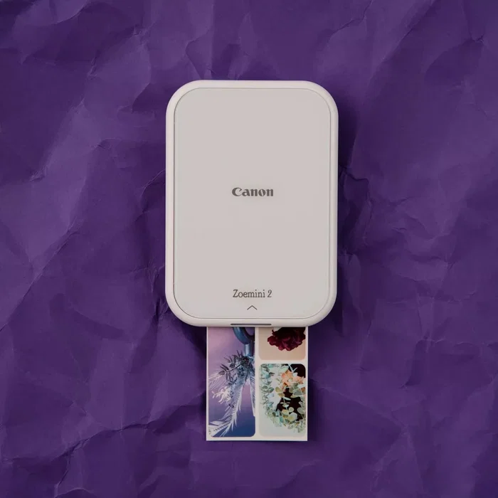 Canon Zoemini 2 - Impresora de fotos portátil ZINK sin tinta, Bluetooth, 313 x 500 DPI, tamaño de impresión 2" x 3" (5x7.6 cm), color blanco