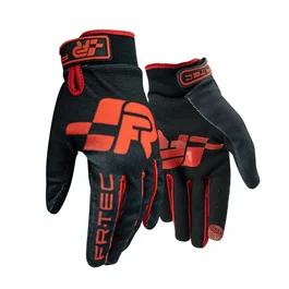 Fr-TEC Guantes de Conducción SimRacing FT7014 con Palma de Silicona y Tejido Capacitativo para Pantallas Táctiles - Talla Única, Negro/Rojo