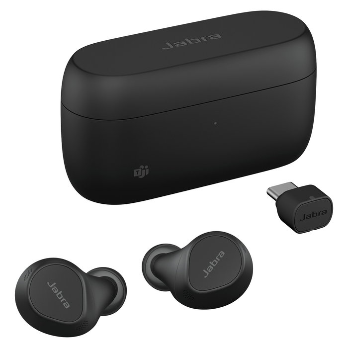 Jabra Evolve2 Buds True Wireless Auriculares Bluetooth 5.2 con Estuche USB-C y Receptor, ANC, IP57, 33h Batería, Negro - Certificados para Microsoft Teams, Zoom, Cisco