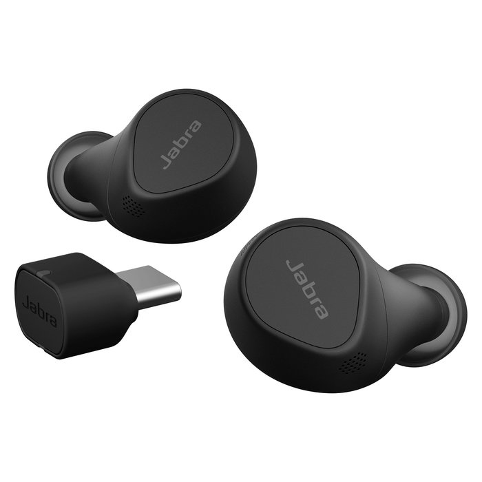 Jabra Evolve2 Buds True Wireless Auriculares Bluetooth 5.2 con Estuche USB-C y Receptor, ANC, IP57, 33h Batería, Negro - Certificados para Microsoft Teams, Zoom, Cisco