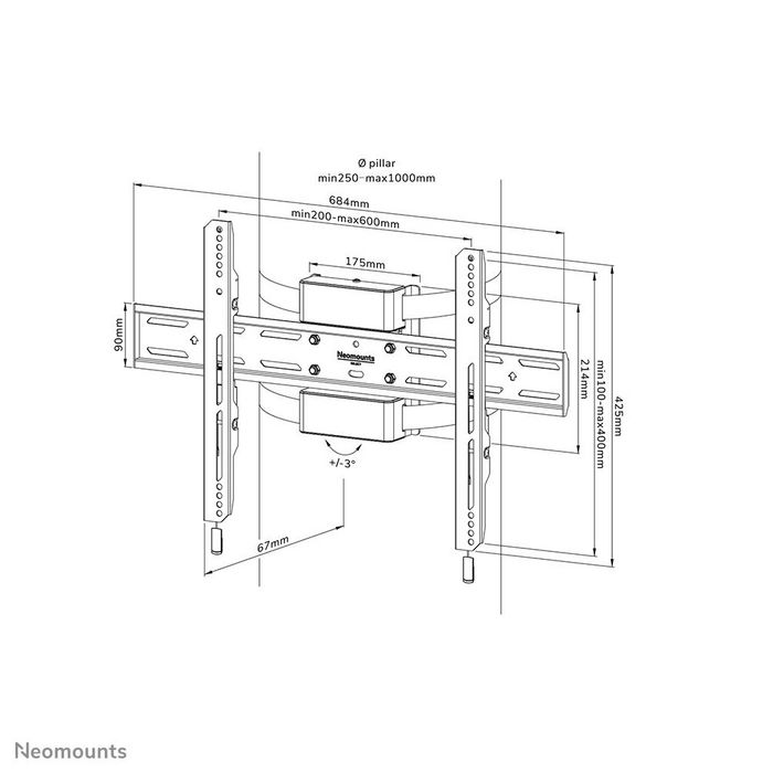 Newstar Soporte de TV de columna fijo WL30S-910BL16 para 40-75 pulgadas Newstar Soporte de TV de columna fijo WL30S-910BL16 para 40-75 pulgadas