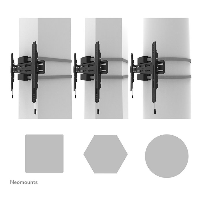 Newstar WL30S-910BL16 Soporte de TV de columna fijo para pantallas 40-75 pulgadas, Hasta 50 kg, Diámetro mástil 25-100 cm, Interfaz VESA 200x100 a 600x400 mm, Color negro