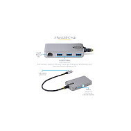 StarTech.com Hub USB-C 5 en 1 con 3 puertos USB 3.2 Gen 1 y Ethernet Gigabit Gris