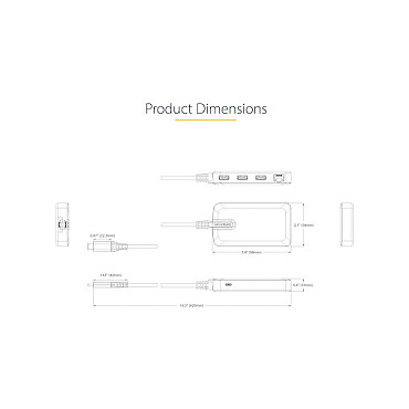 Startech Hub USB-C 5 en 1 con 3 Puertos USB 3.2 Gen 1 y Ethernet Gigabit - Gris