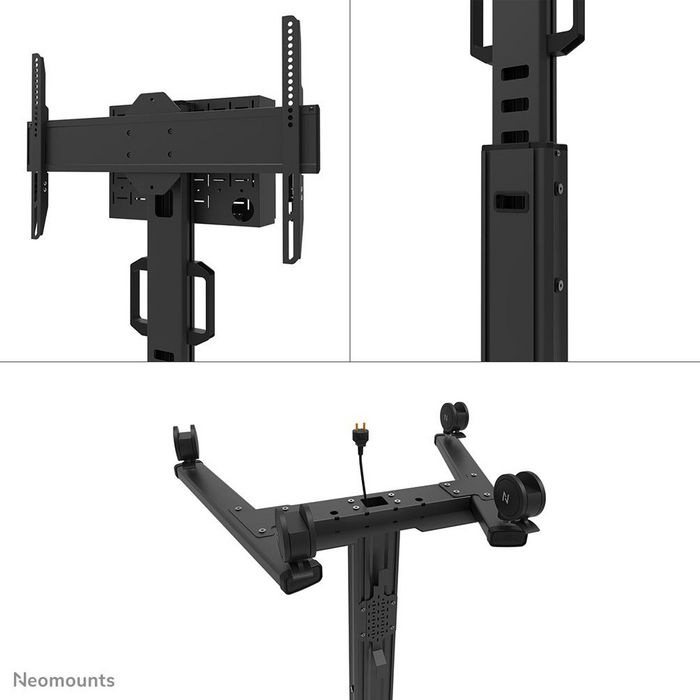 Neomounts FL50S-825BL1 MOVE Up - Carro Móvil para Pantalla de 37-75 pulgadas (hasta 70 kg), Altura Ajustable 104-s157 cm, Certificado TÜV, Color Negro