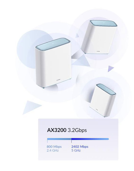 D-Link EAGLE PRO AI AX3200 Kit de 3 Nodos Wi-Fi 6 Mesh