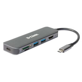 D - link Docking D - Link USB Tipo C 6, 2x USB 3.2 Gen 1, 1x USB Tipo C, 1x HDMI 1.4, Lector Tarjetas SD, 4K Ultra HD, Power Delivery 60W, Gris