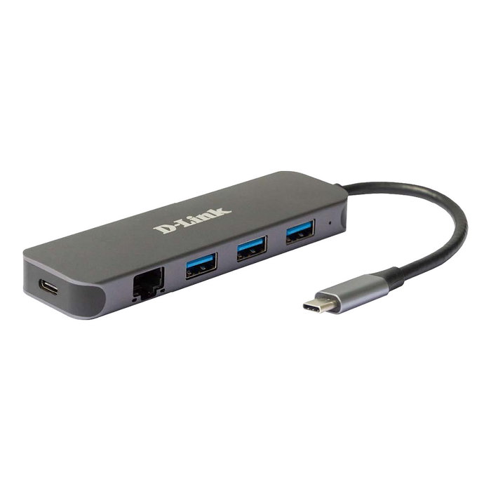 D-Link DUB-2334 Hub USB-C 5 en 1 con Ethernet y Power Delivery 60W Gris