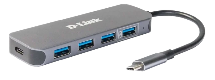 D-Link DUB-2340 Hub USB-C 5 en 1 con 4 puertos USB 3.0 y Power Delivery de 60W, Gris D-Link DUB-2340 Hub USB-C 5 en 1 con 4 puertos USB 3.0 y Power Delivery de 60W, Gris