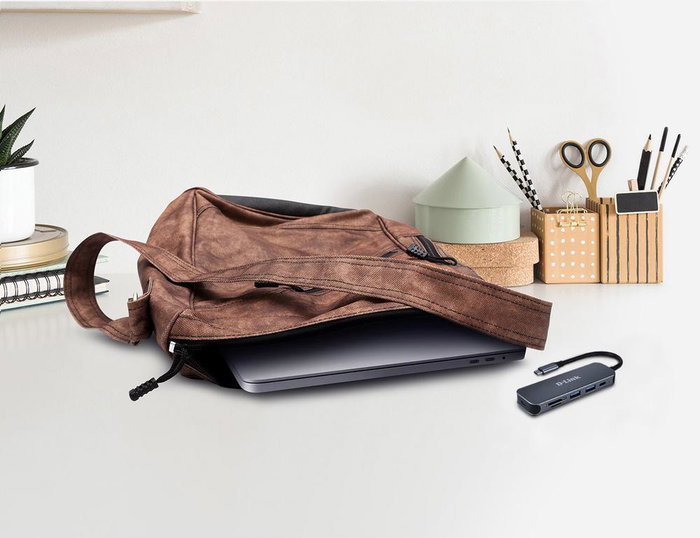 D - link Hub USB Tipo C 6 Puertos Gris Lector de Tarjetas SD MicroSD USB 3.2 Gen 1