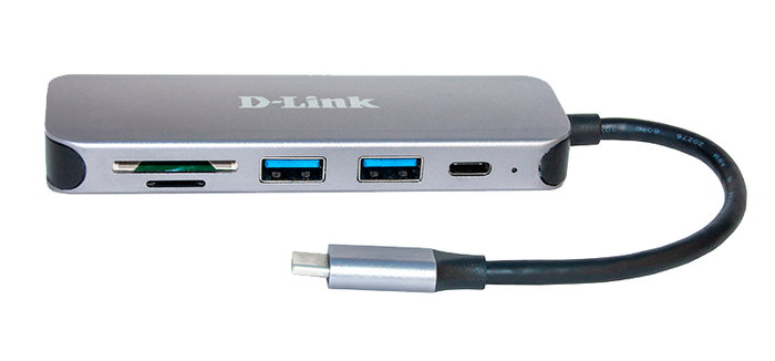 D - link Hub USB Tipo C 6 Puertos Gris Lector de Tarjetas SD MicroSD USB 3.2 Gen 1