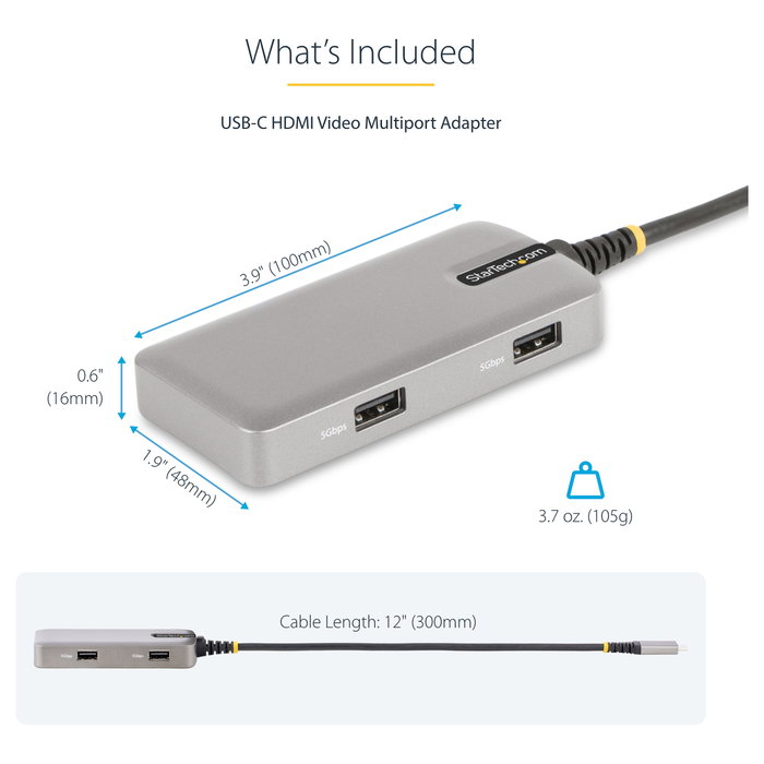 StarTech.com Adaptador Multipuertos USB-C 5 en 1 HDMI 4K60 PD 100W GbE Gris StarTech.com Adaptador Multipuertos USB-C 5 en 1 HDMI 4K60 PD 100W GbE Gris