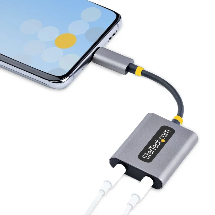StarTech USBC-AUDIO-SPLITTER Divisor de Audio USB-C a Dual 3,5mm Gris