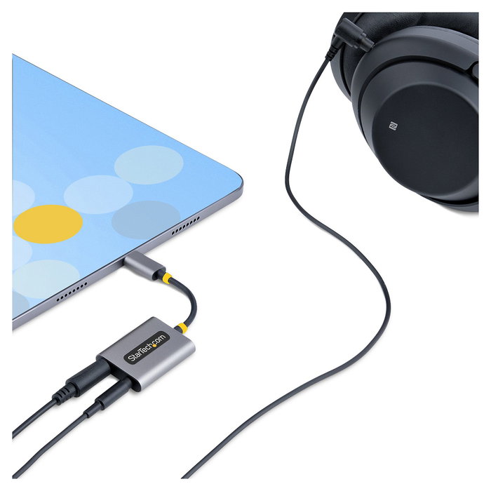 StarTech USB-C Audio Splitter - Adaptador USB Tipo C a 2 Auriculares con Micrófono y DAC 24 Bits StarTech USB-C Audio Splitter - Adaptador USB Tipo C a 2 Auriculares con Micrófono y DAC 24 Bits