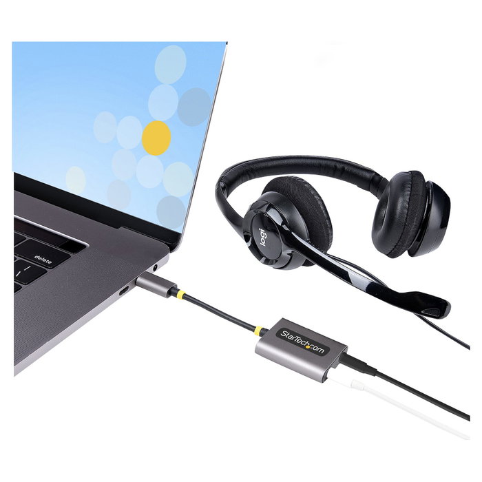 StarTech USB-C Audio Splitter - Adaptador USB Tipo C a 2 Auriculares con Micrófono y DAC 24 Bits StarTech USB-C Audio Splitter - Adaptador USB Tipo C a 2 Auriculares con Micrófono y DAC 24 Bits