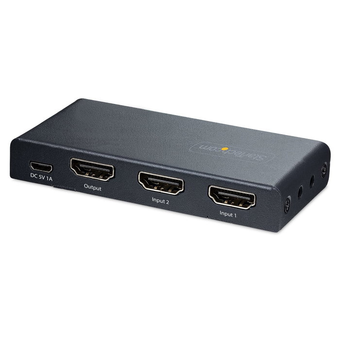 Startech.com Conmutador HDMI 2.1 Switch de 2 Puertos - Soporte 8K 60Hz / 4K 120Hz 144Hz - HDR10+, VRR, ALLM, CEC - Audio 7.1 - Mando a Distancia Incluido - 2PORT-HDMI-SWITCH-8K