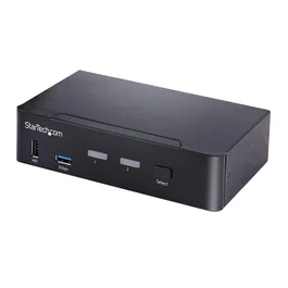 Startech Conmutador KVM USB-C de 2 Puertos DisplayPort 4K 60Hz, Audio 3.5mm, Hub 4x USB y 2x USB-A 3.2 Gen 1 de 5 Gbps