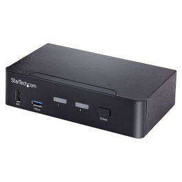 Startech Conmutador KVM USB-C de 2 Puertos DisplayPort 4K 60Hz, Audio 3.5mm, Hub 4x USB y 2x USB-A 3.2 Gen 1 de 5 Gbps