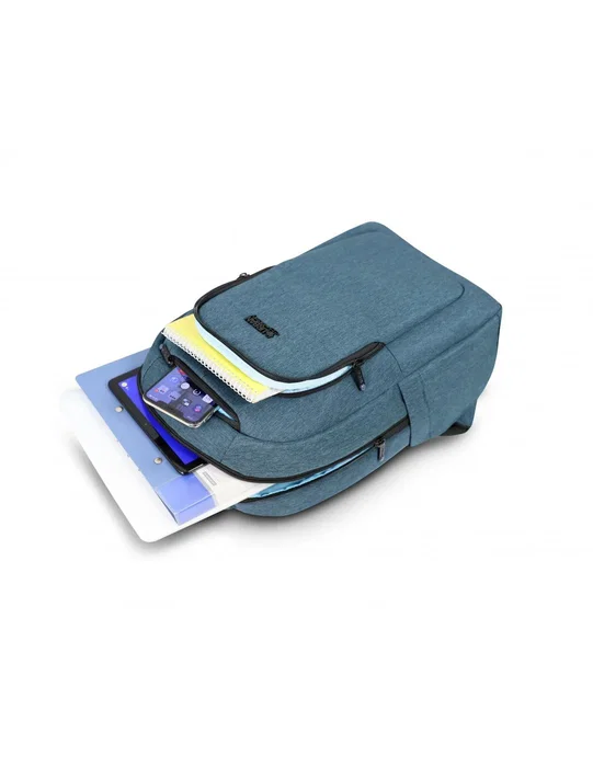 Urban Factory ECB24UF Mochila para Portátil 35,8 cm (14.1") Azul, Poliéster Reciclado, Compartimento para Tablet, Múltiples Bolsillos